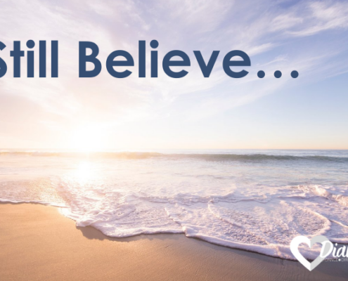 still believe, waves lapping at beach with sun shining