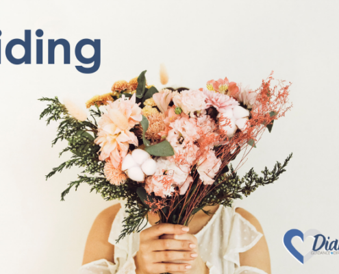 hiding, woman hiding face with bouquet of flowers